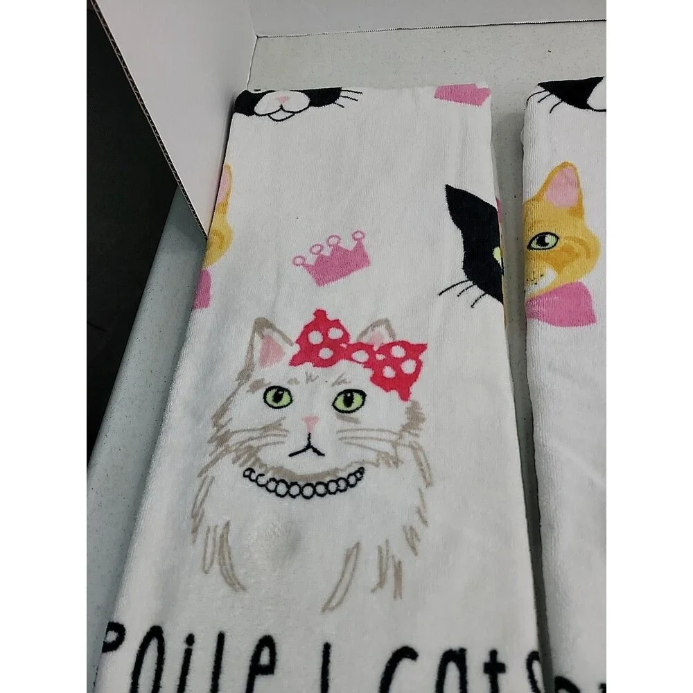 Kassafina Spoiled Cats Live Here Set Of 2 Plush Big Bath Towels